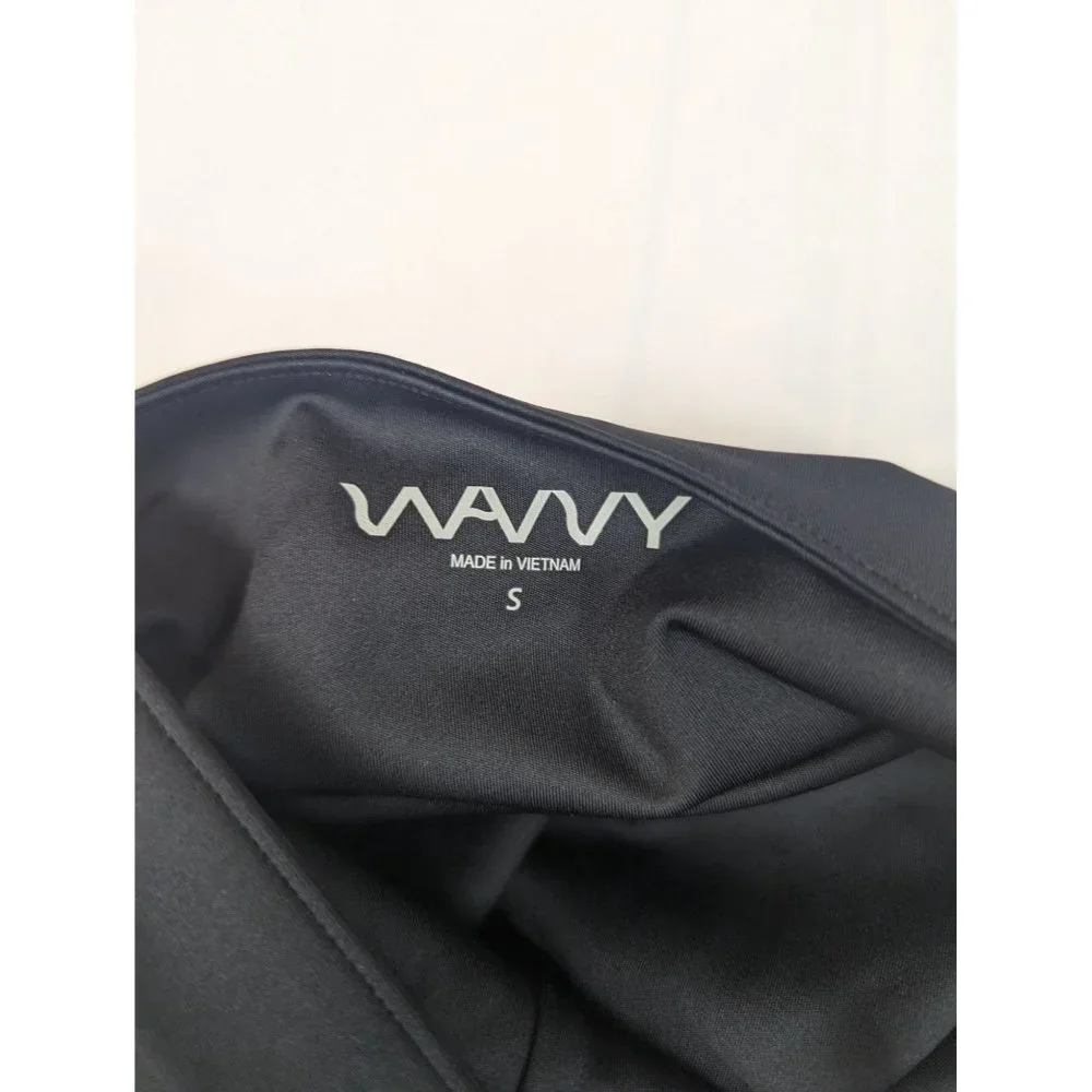 Wavvy Black Long Criss-cross Back with Ruffles‎ Bodysuit Size Small